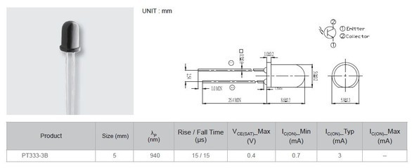 光电器件-F5红外接收三极管PT333-3C 技术特点与应用前景